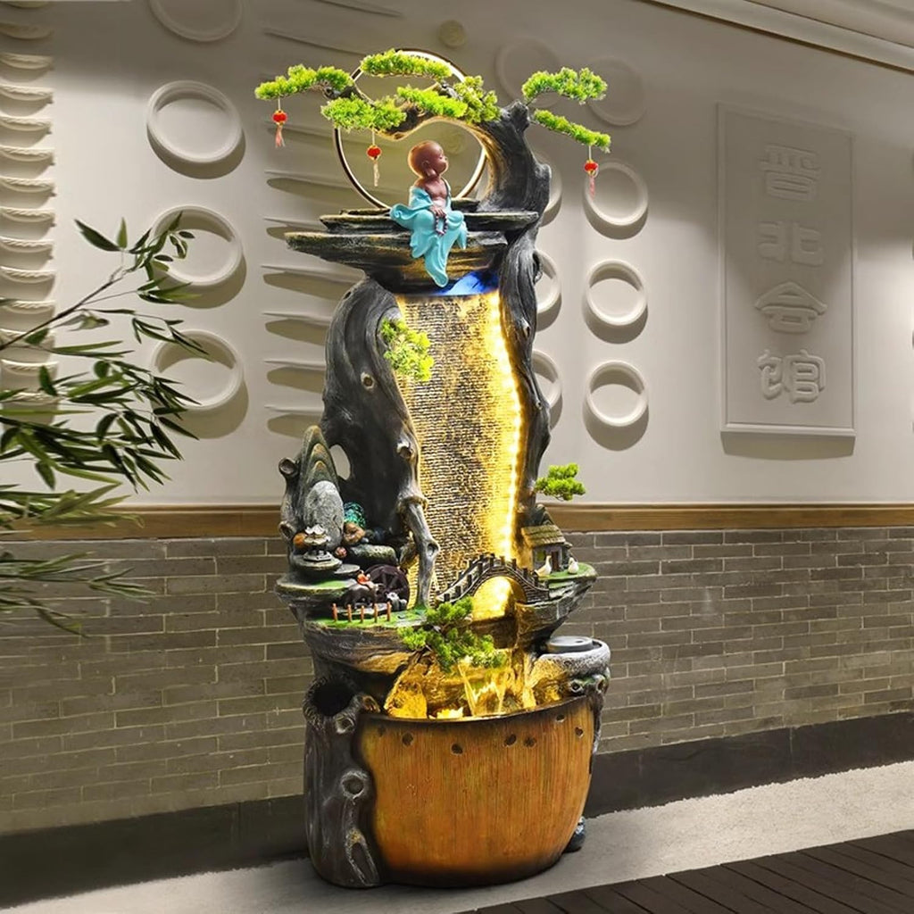 Tabletop Fountain Flowing Water Decorations Circular Floor Ceiling Living Room Office Rockery Housewarming Gift Decorations Pastoral Scenery Floor Ceiling Decorations Desktop Fountain