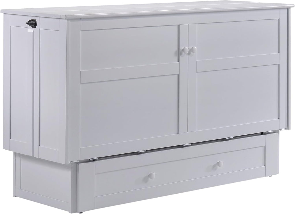 Night & Day Furniture MUR-CLV-QEN-WH and MND-GMF-TRI-QEN Murphy Cabinet Bed with Mattress, Queen, White