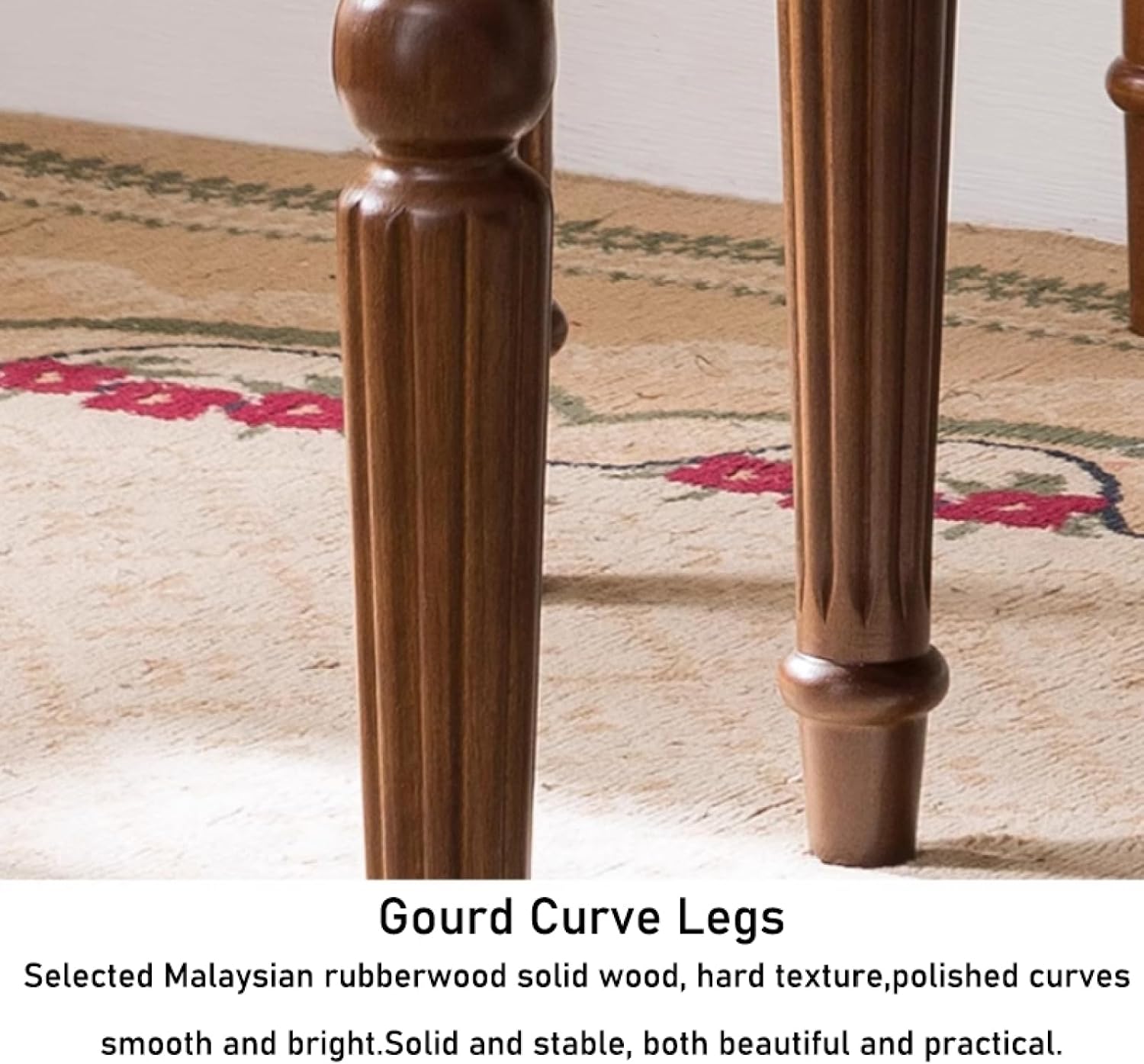 Solid wood Vanity Bench Stool,low back makeup Chair with PaddedCushion Ottoman Bench,American vintage makeup stool, solid wood carved legs piano stool for bedroom, living room, bathroom, beauty salon