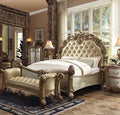 ACME Vendome California King Bed - - Bone PU & Gold Patina