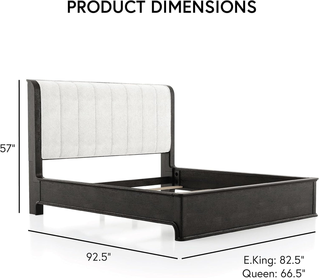 Furniture of America Teada Modern Solid Wood 5-Piece Bedroom Set with Padded Curved Headboard, Oval Nightstand, Felt-Lined Top and UV-Stained Lower Drawers, Box Spring Needed, King, Black