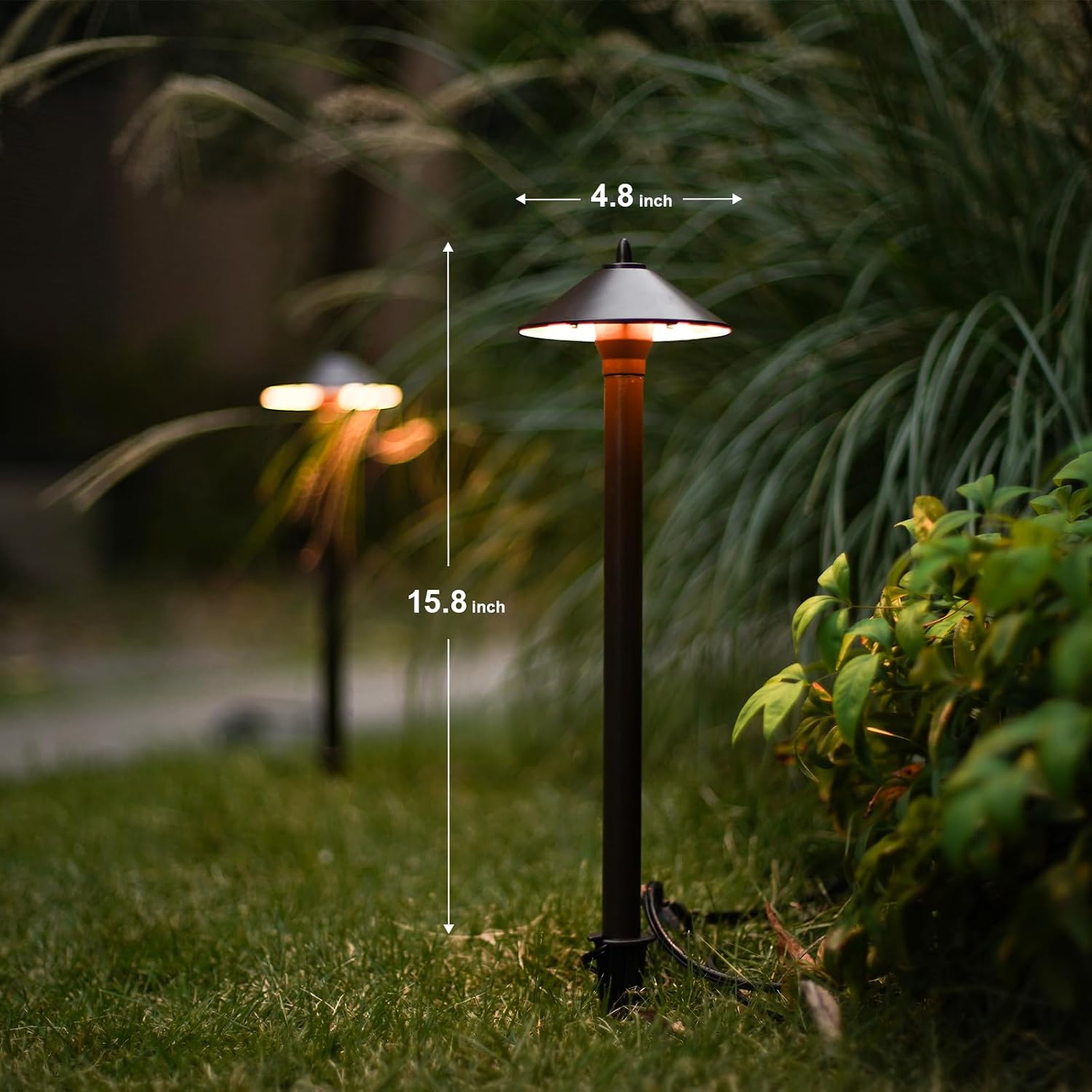 GOODSMANN Landscape Lighting Outdoor Low Voltage Landscape Lighting Kits 8PK Pathway Lights Wired 1.2W 40 Lumen 2700K Metal 12V AC Brown Electric Sidewalk Walkway Lights with Cable Connectors