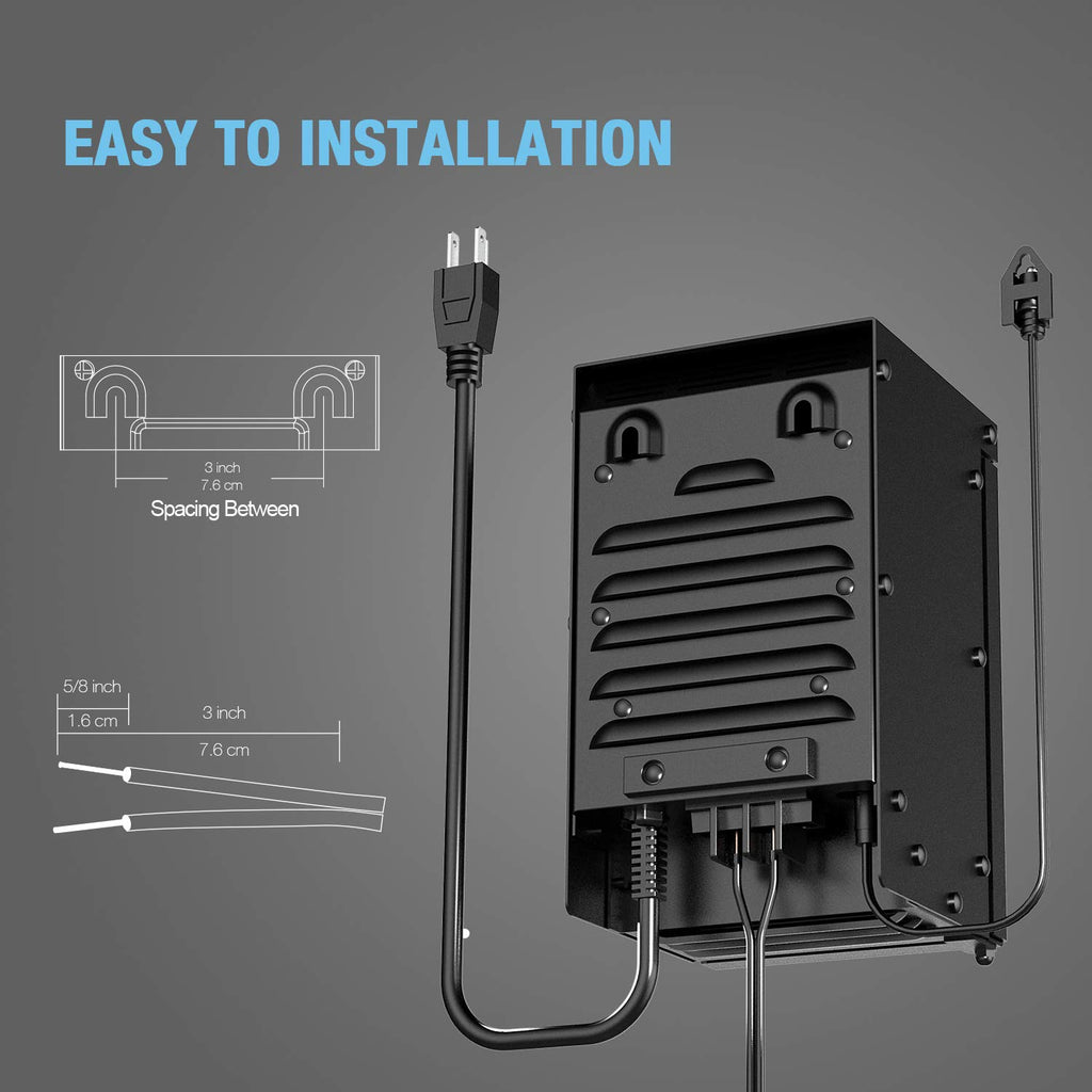 GOODSMANN Low Voltage Transformer 300 Watt with Timer, Photo Eye Sensor and Weather Shield for Outdoor Lighting Metal Transformer 120V AC to 12V AC 9920-0300-01