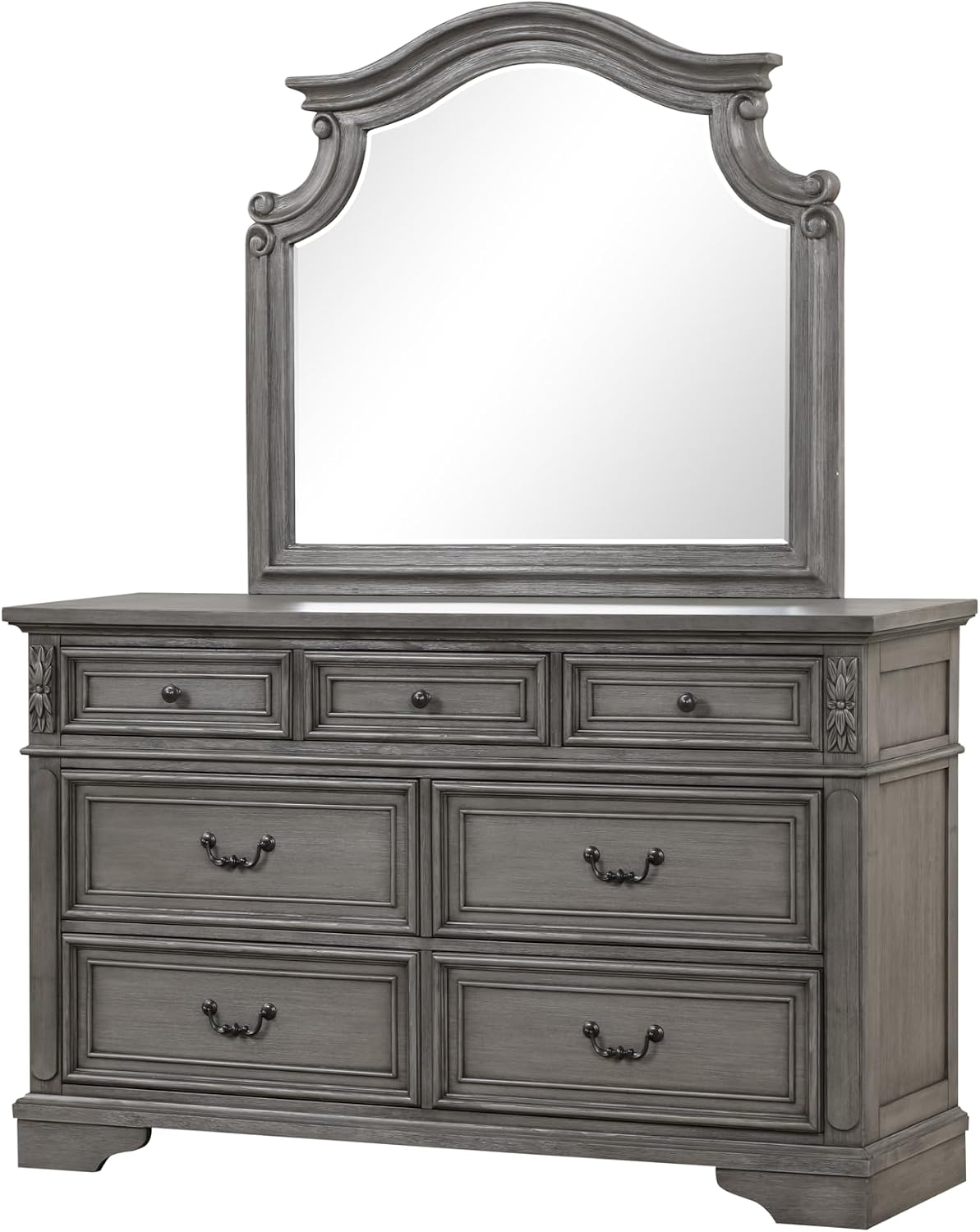 Traditional Style King 4 Pc Bedroom Set Made with Wood in Rustic Gray