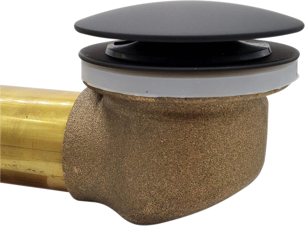Westbrass D398RK-50-62 1-1/2' NPSM Coarse Thread Mushroom Tip-Toe Bathtub Drain Stopper with Illusionary Overflow Faceplate, Matte Black (50-Pack)