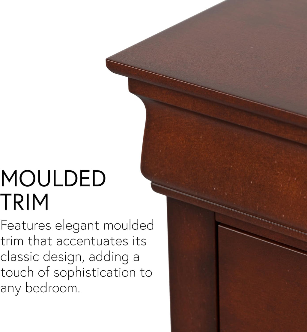 Furniture of America Arabella Traditional Solid Wood 5 Piece Bedroom Set with King Bed Frame, Nightstands, Dresser with Mirror, Storage and Organization, Bedframe Box Spring Needed, Cherry