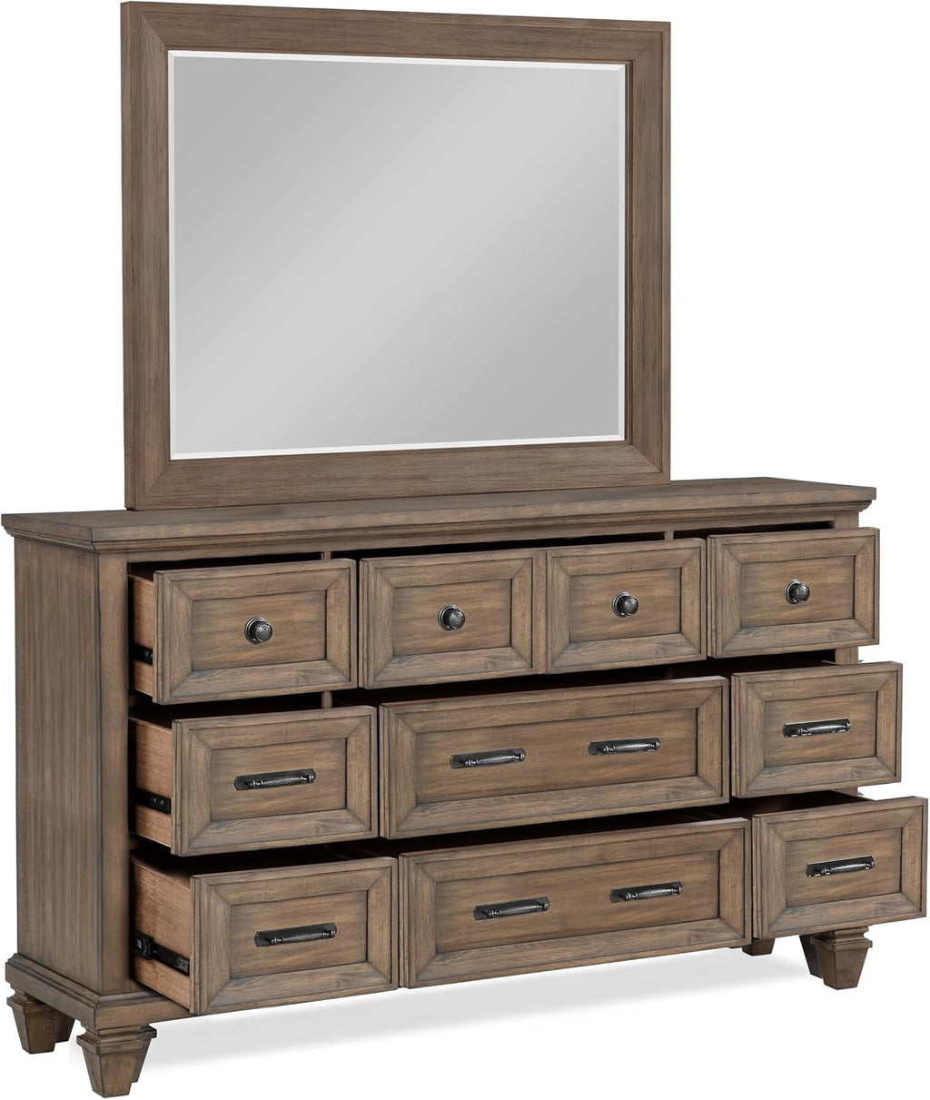 New Classic Furniture Mariana 5-Piece Wood Cal King Bedroom Set with 2 Nightstands, Vintage Mocha