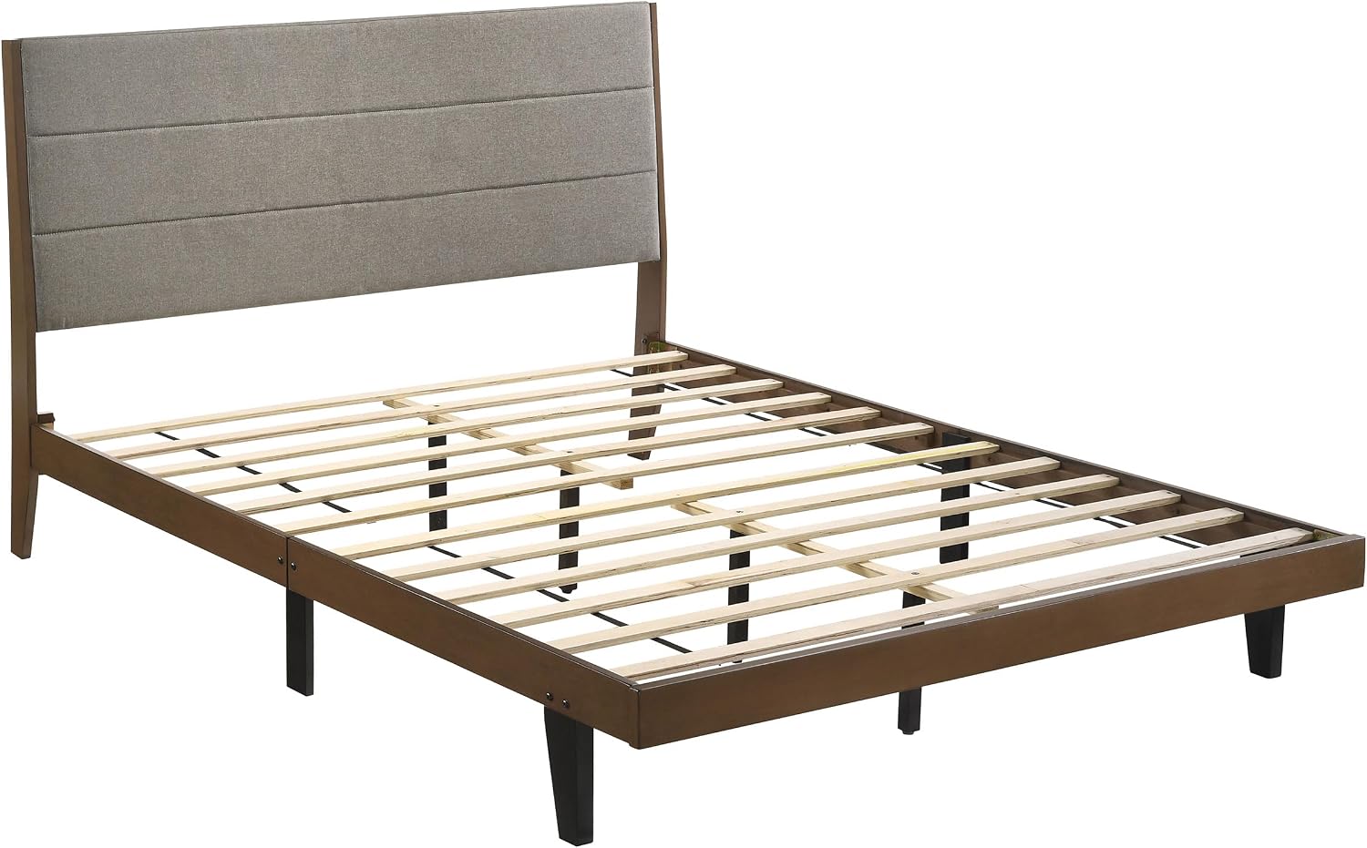 Coaster Home Furnishings Mays Contemporary 5-Piece Bedroom Set Fabric Upholstered Queen Size Panel Bed Frame 43-inch Headboard Walnut 215961Q-S5
