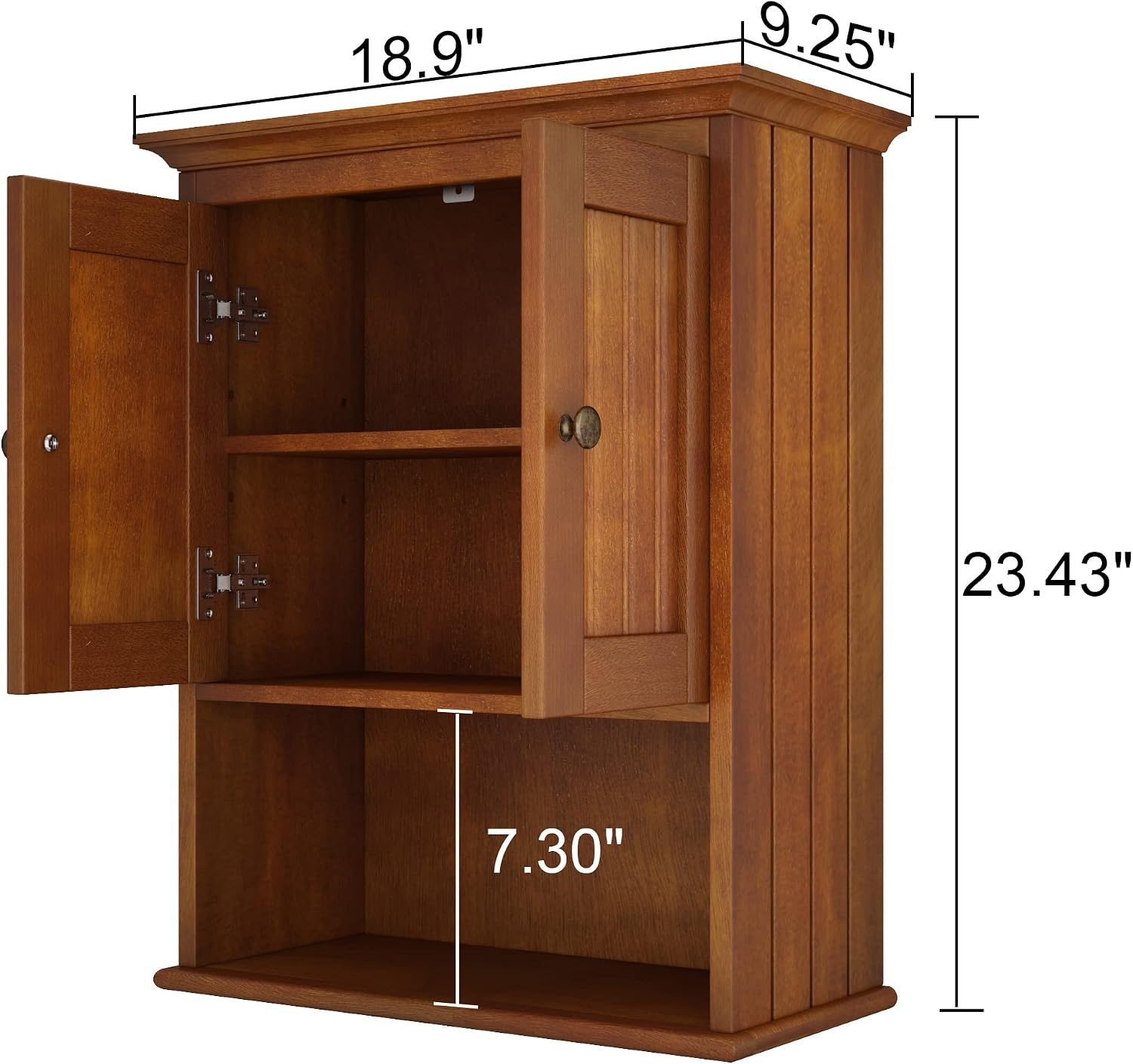 Treocho Wood Wall Cabinet, Bathroom Medicine Cabinet Storage with Doors and Adjustable Shelf, Rustic Cabinet Wall Mounted for Bathroom, Livingroom, Kitchen, Cupboard, Reddish Brown