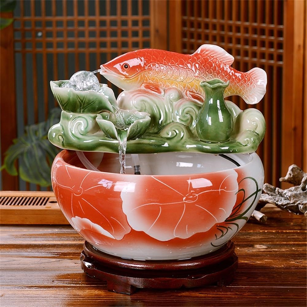 Tabletop Fountain Chinese-Style Desktop Fountains Circulating Water Feature for Meditation Relaxation(Large)