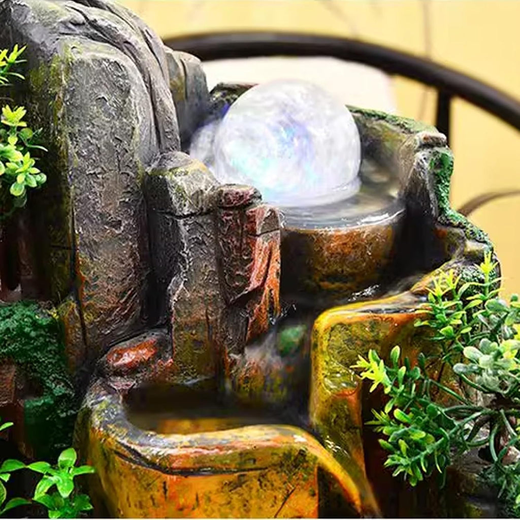 Tabletop Fountain Living Room Fish Tank, Home Rockery, Fountain, and Water Dispenser Decoration, Zhaocai Landscape, Office Desktop Decoration Desktop Fountain (Size : Small)