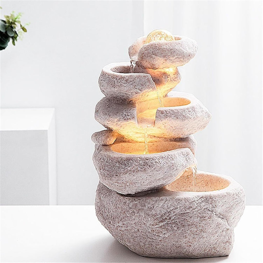 Tabletop Fountain Cascading Tabletop Water Fountain, Meditation Waterfall Feature, Feng Shui