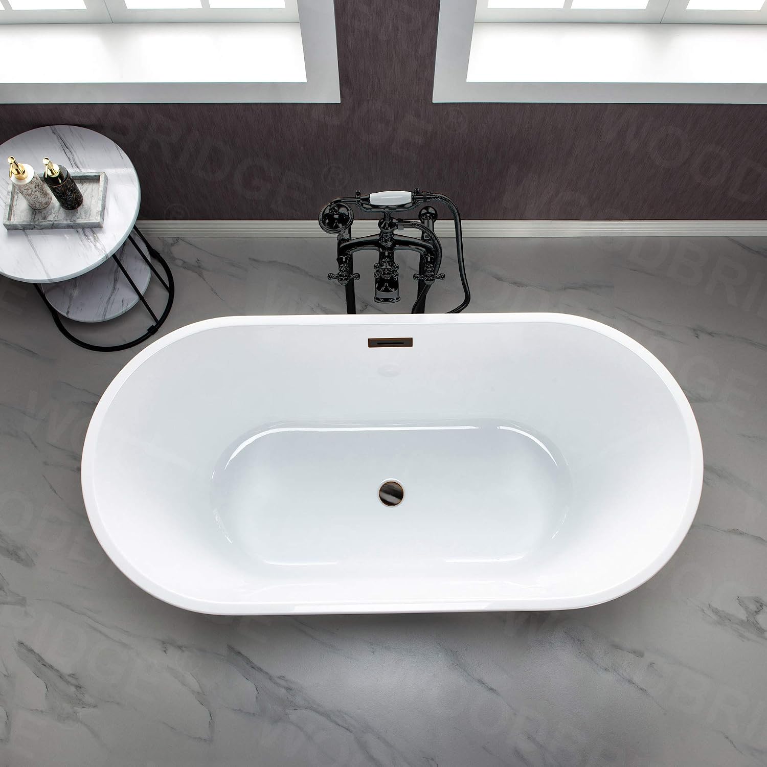 WOODBRIDGE BTA1536-ORB-Drain &O+F0029ORB BATHTUB, Oil Rubbed Bronze