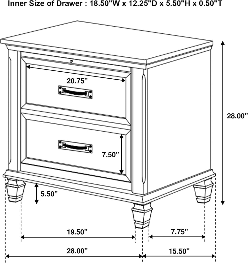 Coaster Home Furnishings Franco Farmhouse 4-Piece Bedroom Set Eastern King Size Panel Bed Frame 57-inch Headboard Distressed White 205331KE-S4