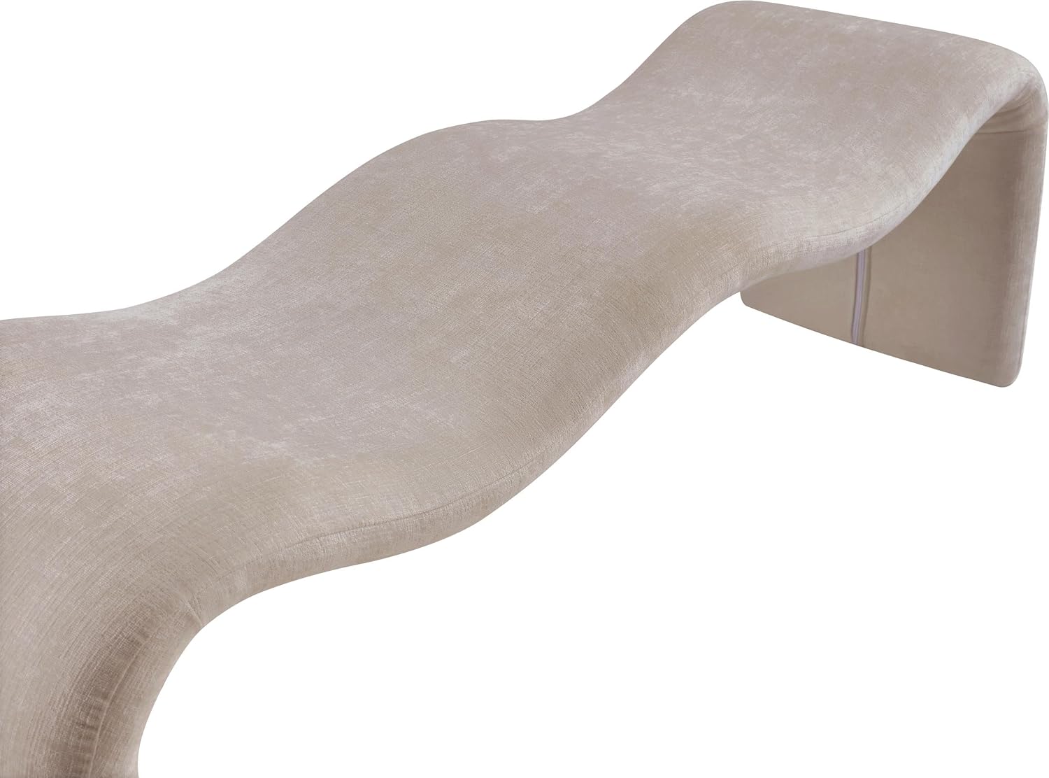 Meridian Furniture 22098Beige Willow Collection Modern | Contemporary Bench with Soft Beige Chenille Fabrict, Iron Metal Inner Frame, 56.5' W x 18' D x 19' H, Beige