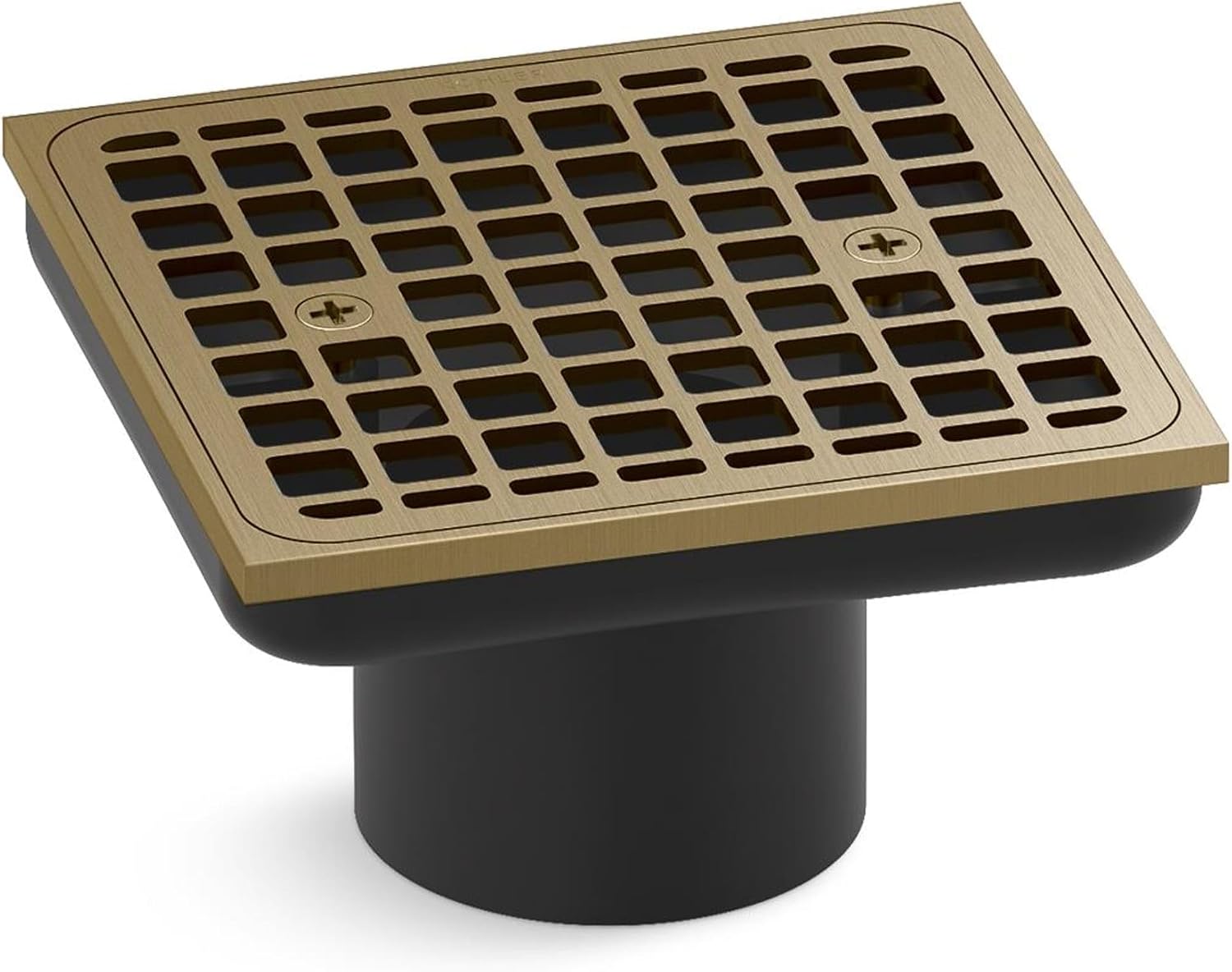 KOHLER K- 22665-2MB SQUARE GRID WITH SCREWS & DRAIN THROAT, Vibrant Brushed Moderne Brass