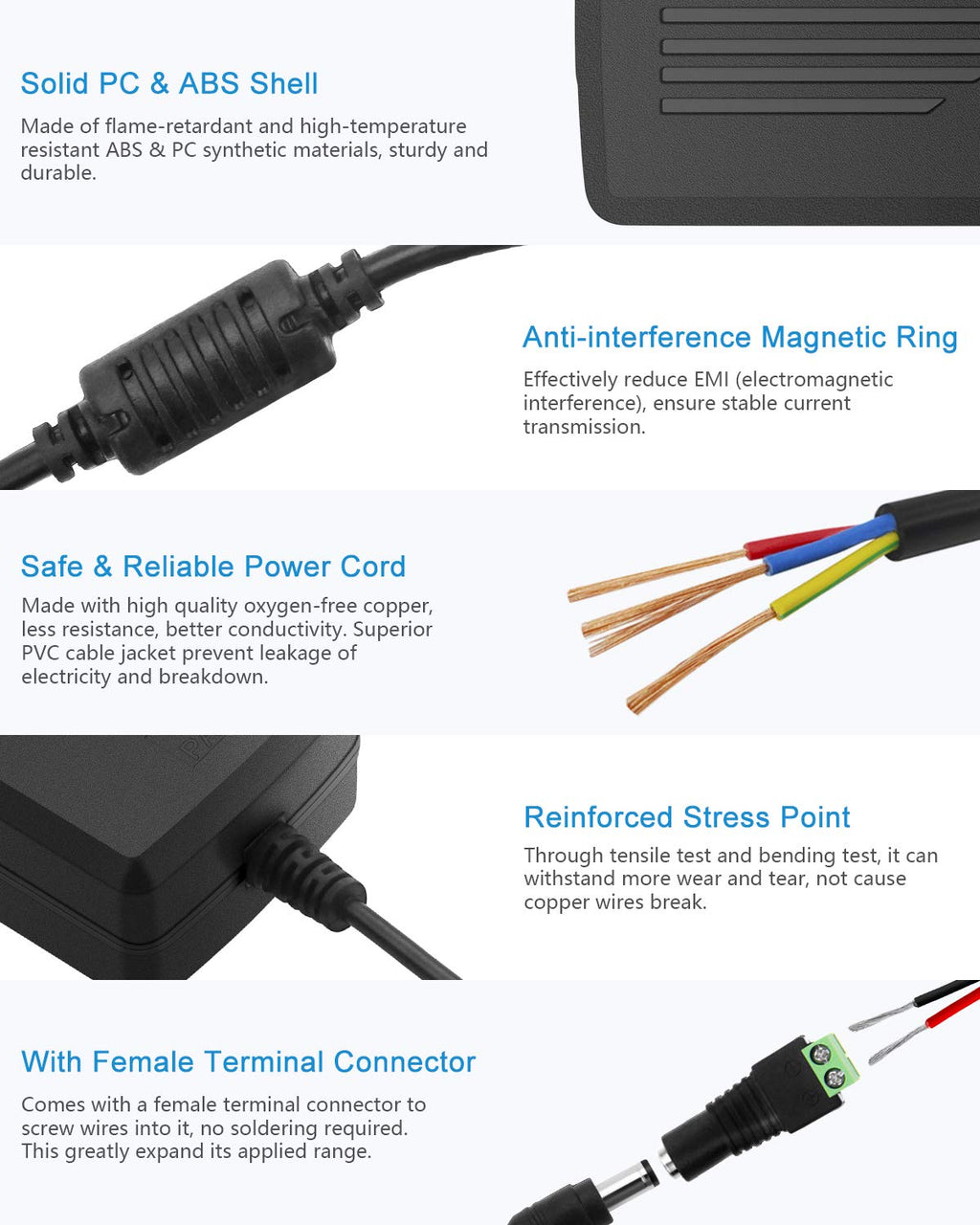 ALITOVE 12 Volt Power Supply 12V 5A Power Adapter AC 100-240V to DC 12V 60W Converter LED Driver Transformer with 5.5x2.5mm Plug for LED Strip Light CCTV Camera Webcam Router Radio transceiver,10pack