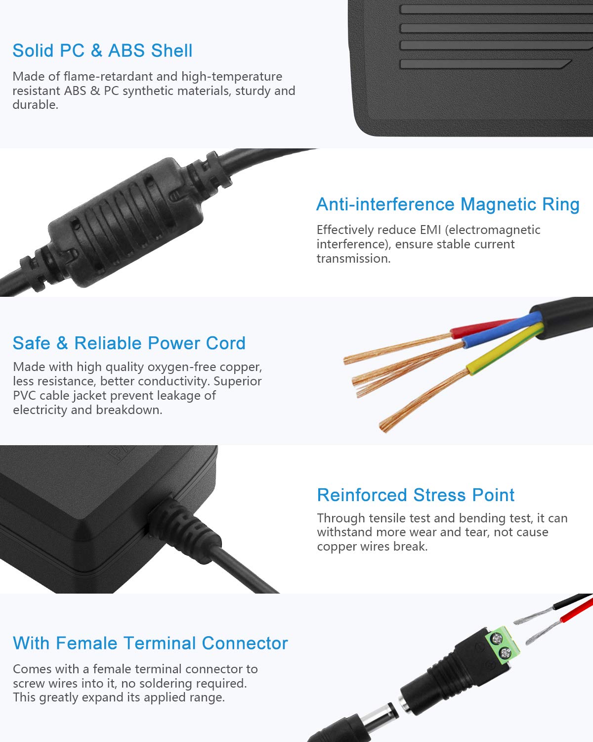 ALITOVE 12 Volt Power Supply 12V 5A Power Adapter AC 100-240V to DC 12V 60W Converter LED Driver Transformer with 5.5x2.5mm Plug for LED Strip Light CCTV Camera Webcam Router Radio transceiver,10pack