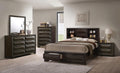 MASARA 3-Piece Transitional Bedroom Set, Queen or King Bed with Storage Drawers and 2 Nightstands, Espresso, Wood Finish, Bookcase Headboard (King)