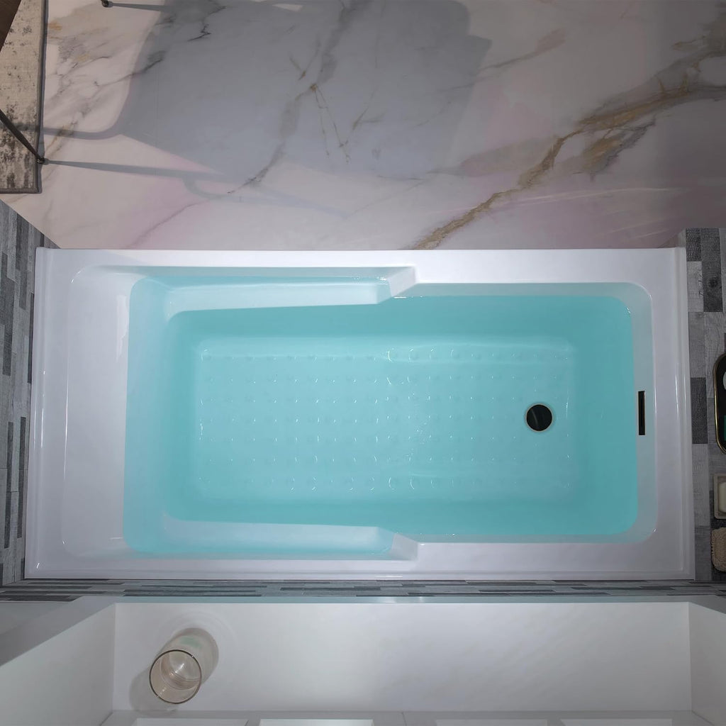 WOODBRIDGE 54' Acrylic Rectangular Alcove Soaking Bathtub in White with Left Drain, Oil Rubbed Bronz pop-UP Drain Included BA5430L