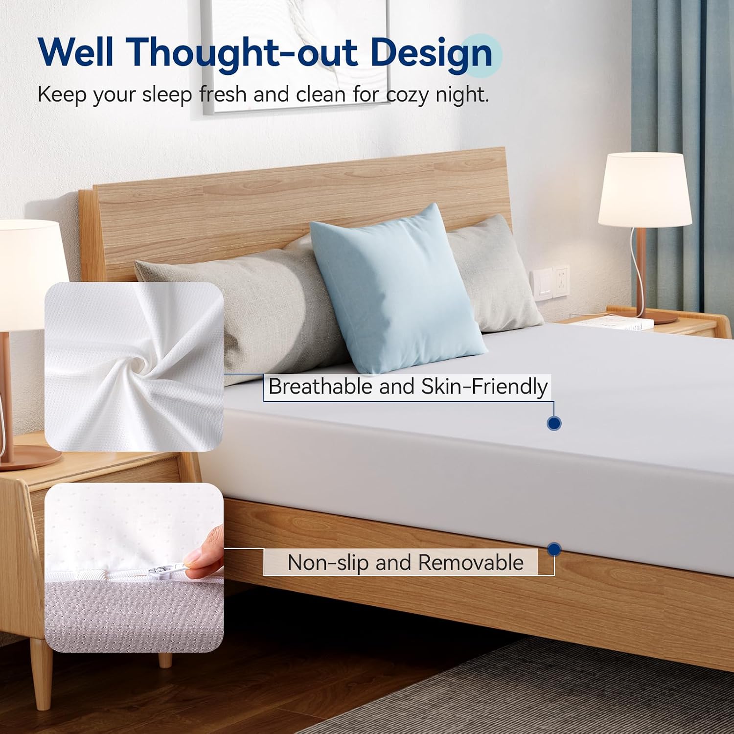 Amazon Basics Plush Memory Foam Mattress, Breathable, 8 Inch, Full, White/Grey, 75 x 54 x 8 inches
