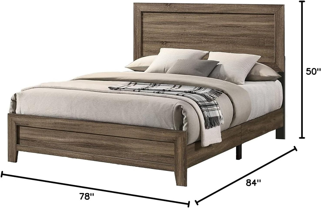 Best Quality Furniture Dark Walnut Wood Panel Bed in Eastern King (King) Size