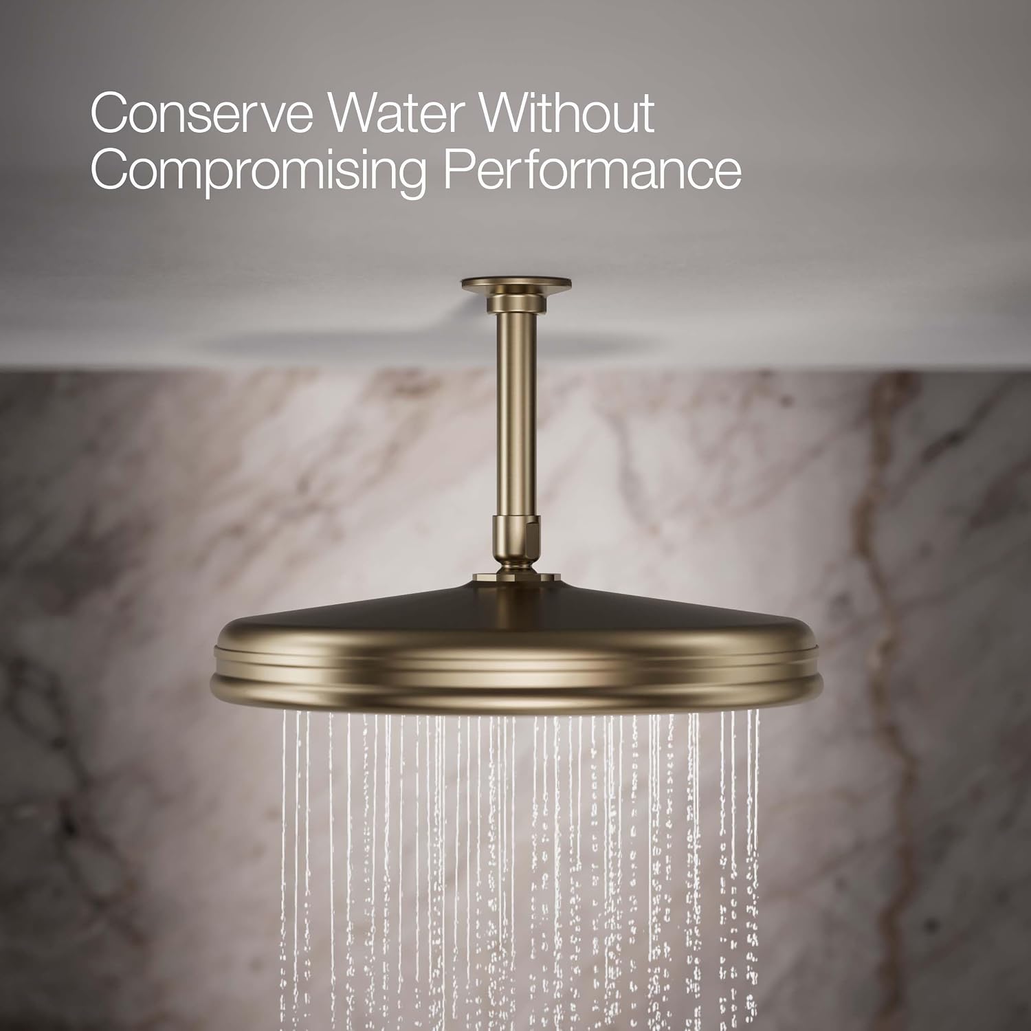 KOHLER 13694-BV Traditional Round Rain Showerhead with Katalyst Air Induction Spray, 2.5 GPM, 12-Inch, Vibrant Brushed Bronze