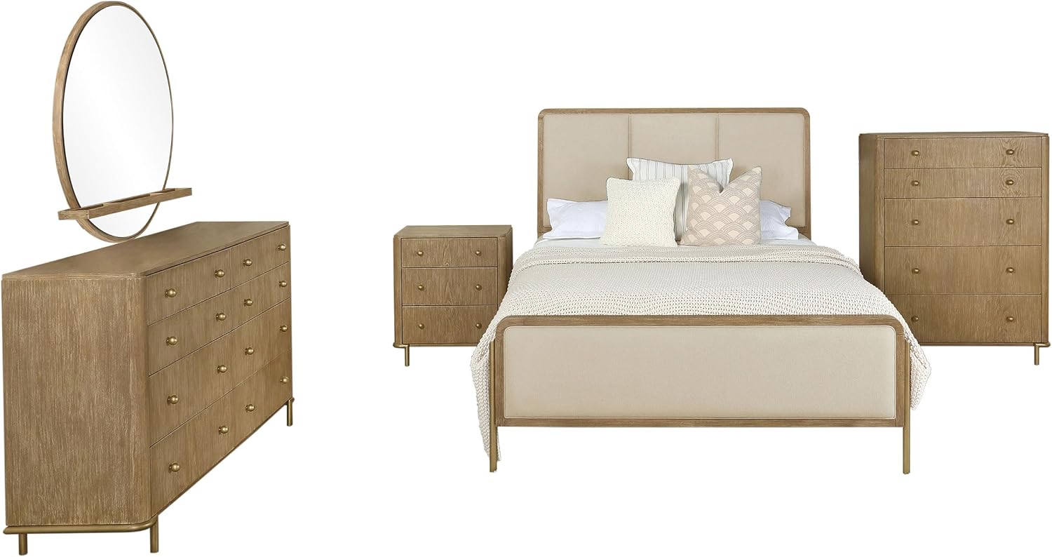 Coaster Home Furnishings Arini 5-Piece Eastern King Bedroom Set Cream and Sand Wash 224301KECRM-S5
