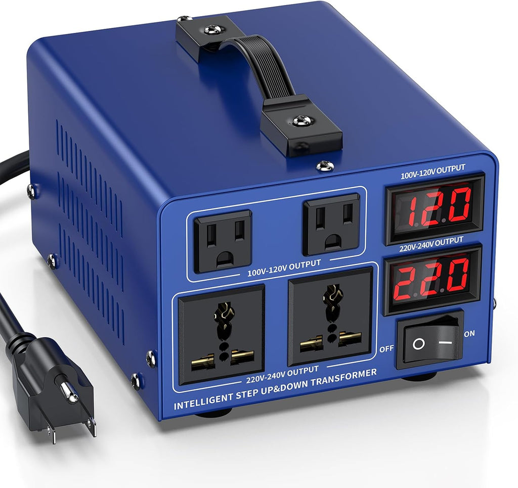 6000 watt Voltage Conversion Transformer Heavy-Duty Step-up/Step-Down AC 110V/120V/220V/240V Power Conversion, with resettable Circuit Breaker Protection, with US Power Cord, LCD Display