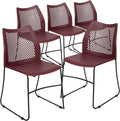 Flash Furniture HERCULES Series 5 Pack 661 lb. Capacity Burgundy Stack Chair with Air-Vent Back and Black Powder Coated Sled Base