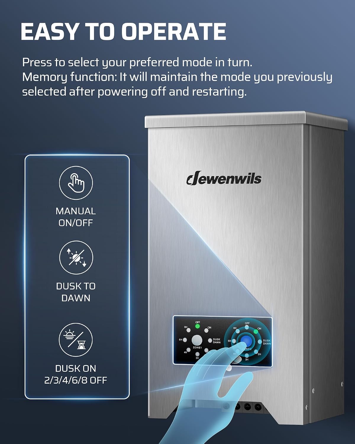 DEWENWILS 600W Low Voltage Landscape Transformer with 2-Zone, Landscape Lighting Transformer with Photocell Sensor & Countdown Timer, 120V AC to 12V/15 AC, Stainless Steel for Outdoor Light, LED Light