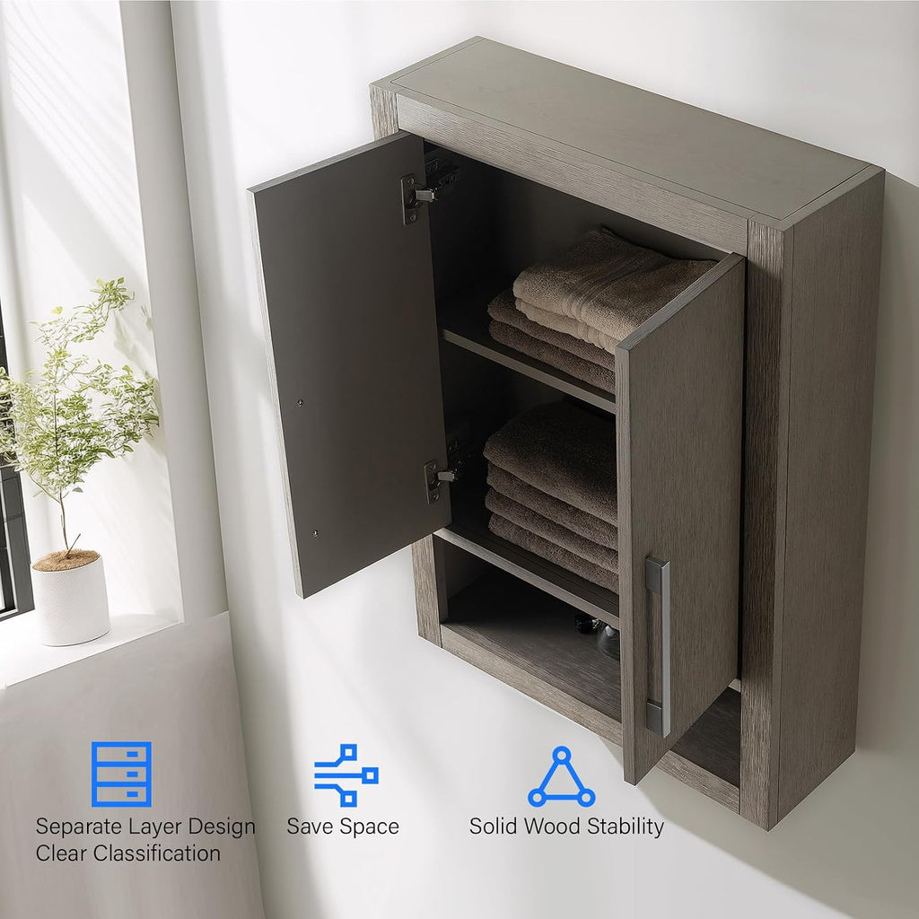 Vanity Art 24' Bathroom Vanity with Storage Cabinet & Shelves, Storage Cabinet with Soft-Closing Doors,VA90-TC-DG-BN1