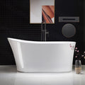WOODBRIDGE 59' Acrylic Freestanding Bathtub Contemporary Soaking White Tub with Oil Rubbed Bronze Overflow and Drain，B0083-ORB-Drain&O
