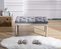 Kmax Tufted Entryway Bench, Upholstered Rustic Ottoman Bench, 31.5' x 15.75' x 15.7' Gray
