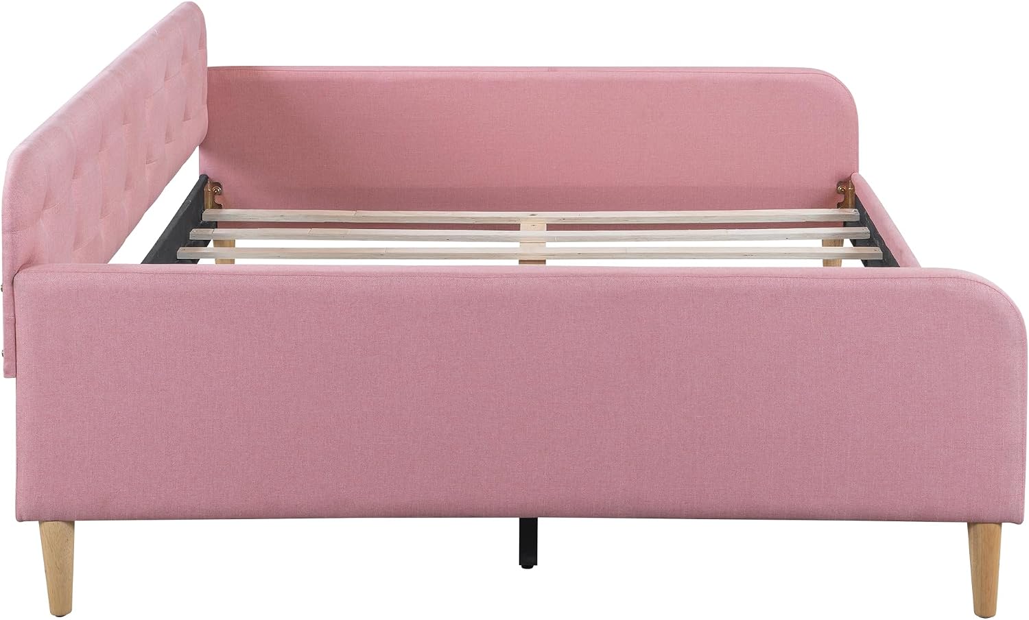 Merax 79' Full Size Linen Upholstered Daybed with 4 Wood Legs,Pink