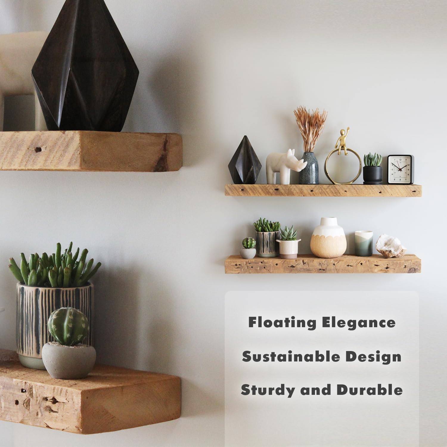 Urban Legacy Reclaimed Barnwood Planks | Floating Shelves for Wall w/Flush Mount Shelf Bracket Set Included | Set of 2 (Natural, 18' x 7' x 2')