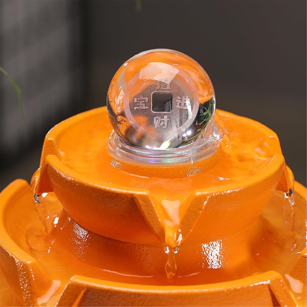 Tabletop Water Fountain Indoor Water Fountain with Rolling Ball Feng Shui Tabletop Fountain Home Office Decoration Office Relaxation Meditation Fountain(Red)