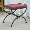 International Caravan Iron Vanity Stool with Microsuede Cushion, Red Wine