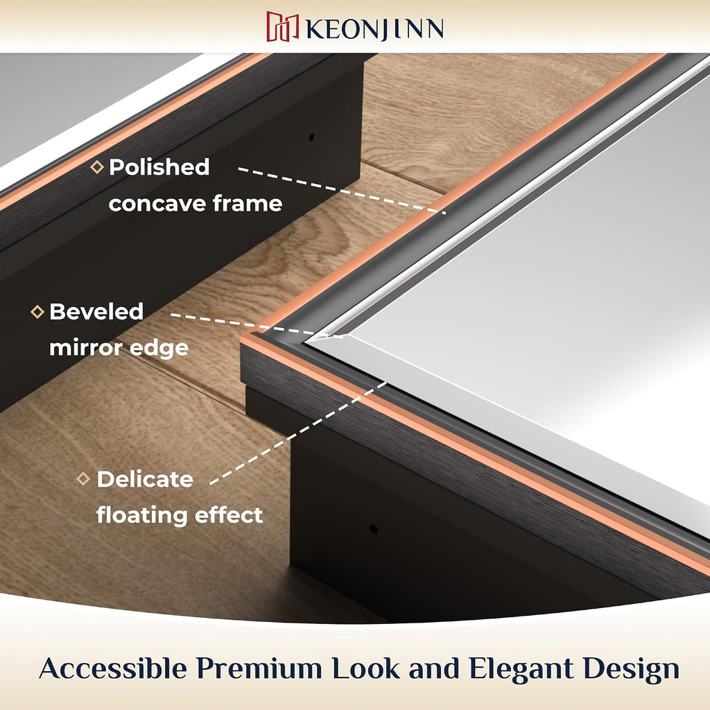 Keonjinn 16' x 24' Medicine Cabinets with Mirror for Bathroom, Oil Rubbed Bronze, Fully Assembled, Recessed or Surface Wall-Mounted, Aluminum Framed, Farmhouse Bathroom Mirror with Storage Cabinet