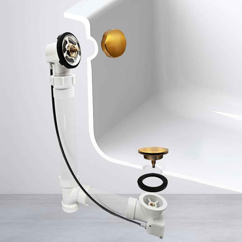 Westbrass A50P45BJ-18 1-1/2' Sch. 40 PVC 45' Cable Driven Bath Waste Kit with Ball Joint Head and Brass Trim Drain Kit, Brushed Bronze