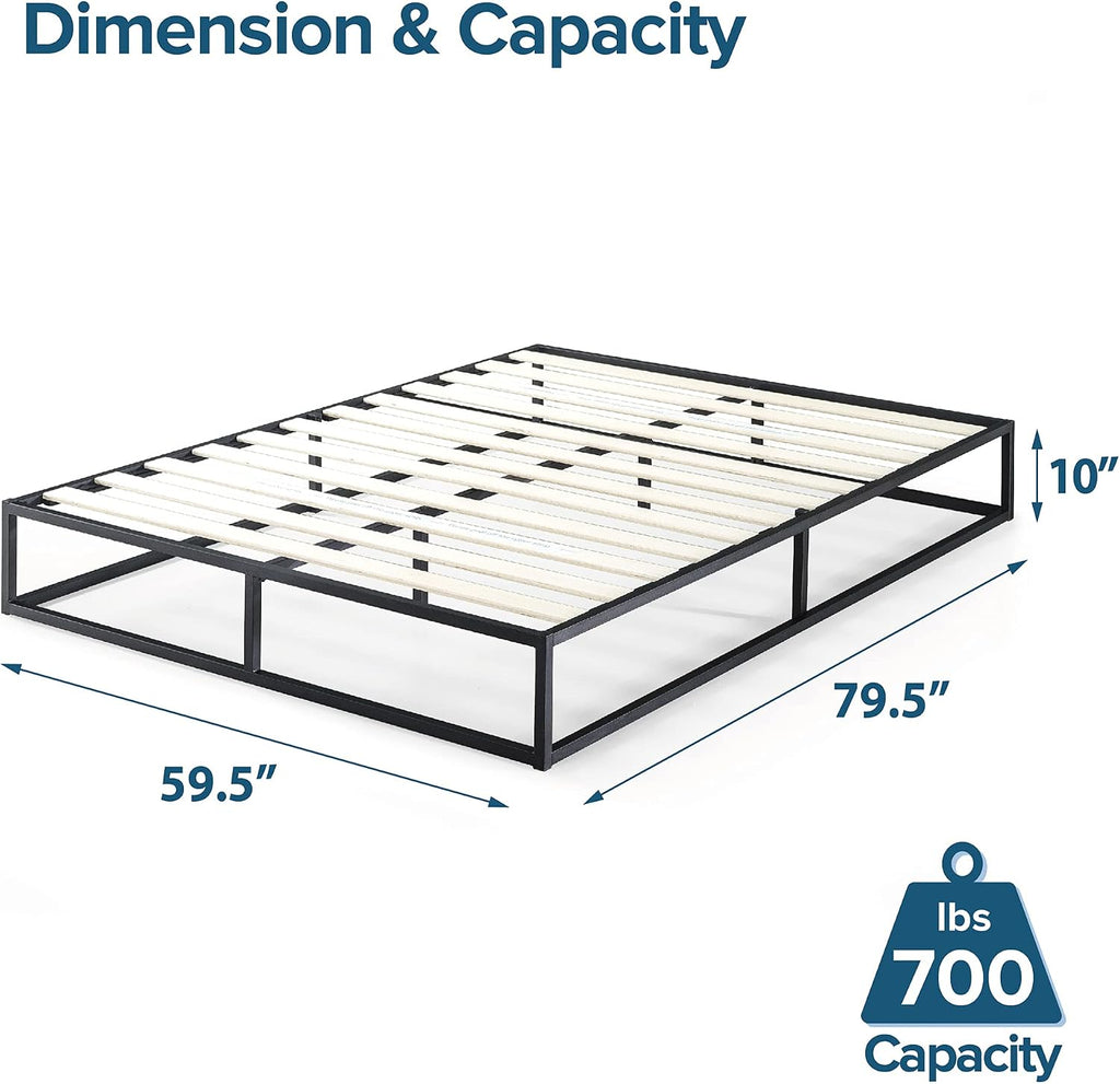 Zinus Joseph 10 Inch Metal Platforma Bed Frame/Mattress Foundation/Wood Slat Support/No Box Spring Needed/Sturdy Steel Structure, Queen, Black