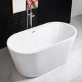 WOODBRIDGE 59' Acrylic Freestanding Bathtub Contemporary Soaking White Tub with Chrome Overflow and Drain,B0014-CH