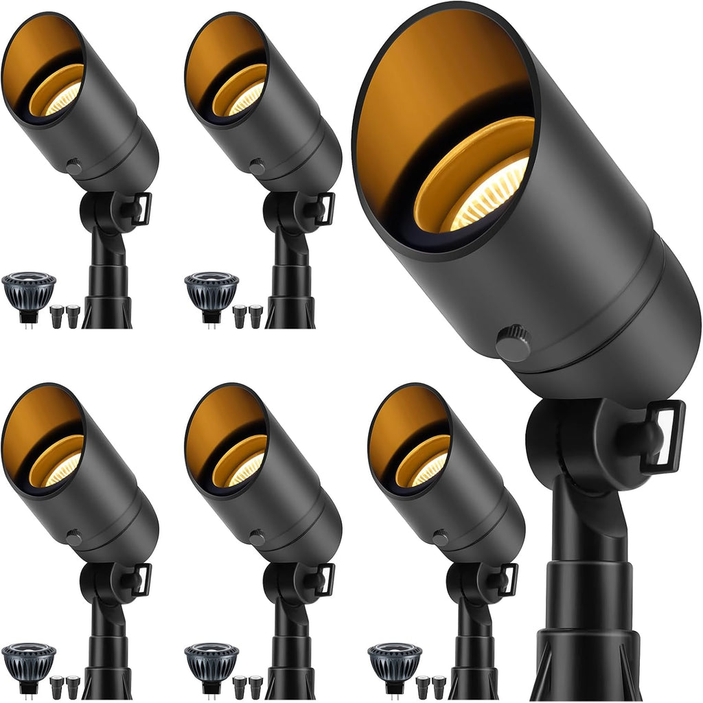 Gardencoin Low Voltage Landscape Spotlight, 12V LED Outdoor Landscape Lighting, Landscape Spot Lights Wired for Garden and Yard, Aluminum Up Lighting Fixture with 5W MR16 Replaceable Bulb (6 Pack)