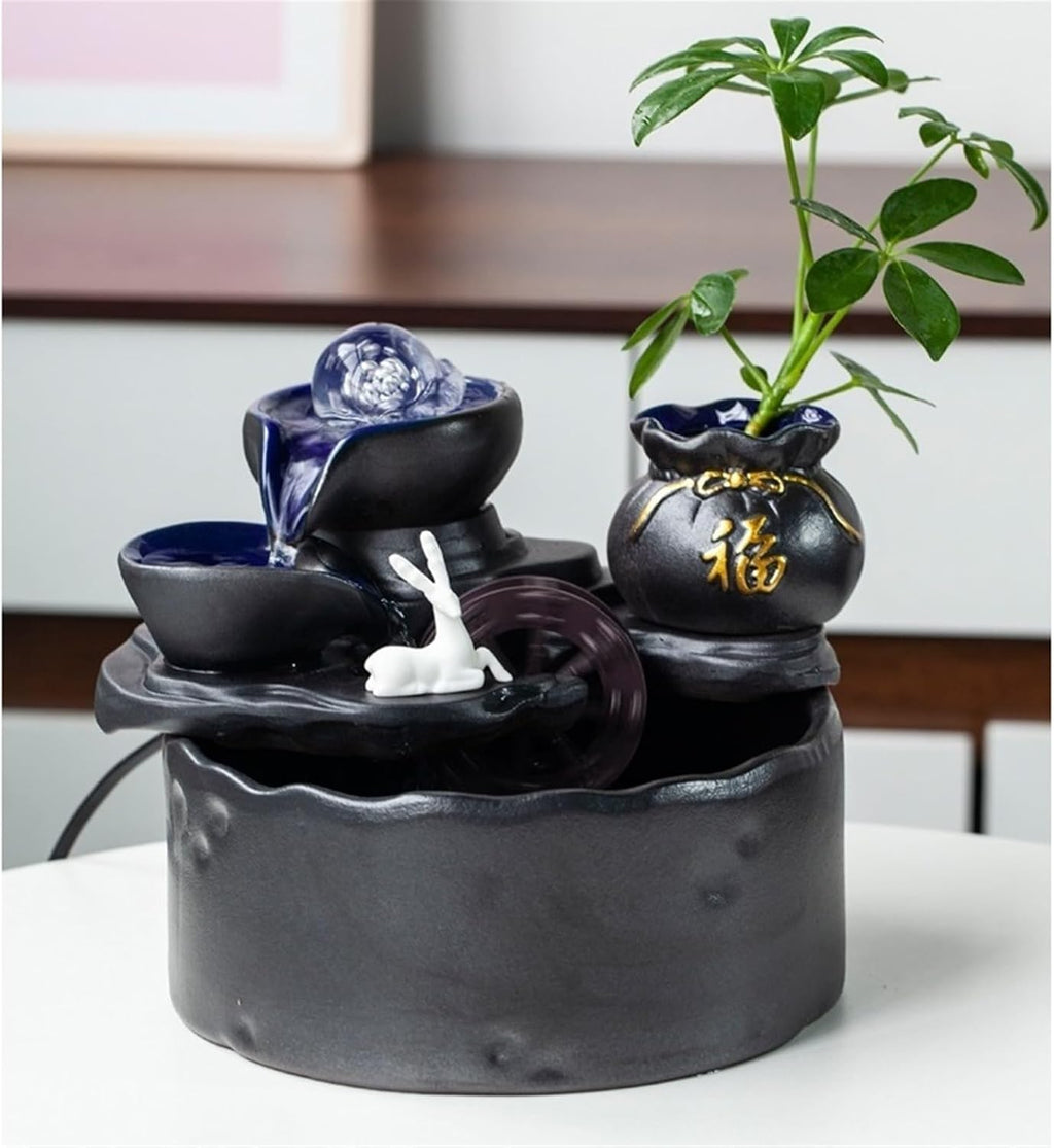 Tabletop Fountain Indoor Fountain, Flowing Water Ornaments Ceramic Circulating Water Landscape Living Room Small Fountain