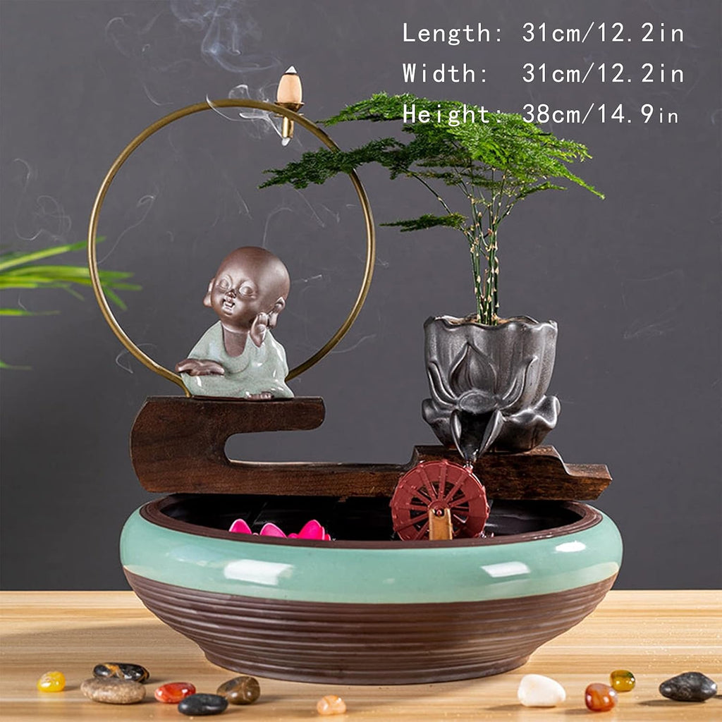Indoor Waterfall Fountain Tabletop Fountain Waterfall Creative Fountain Office Desktop Decoration Home Living Room Fish Tank Decoration Opening Gift Tabletop Fountains De,B