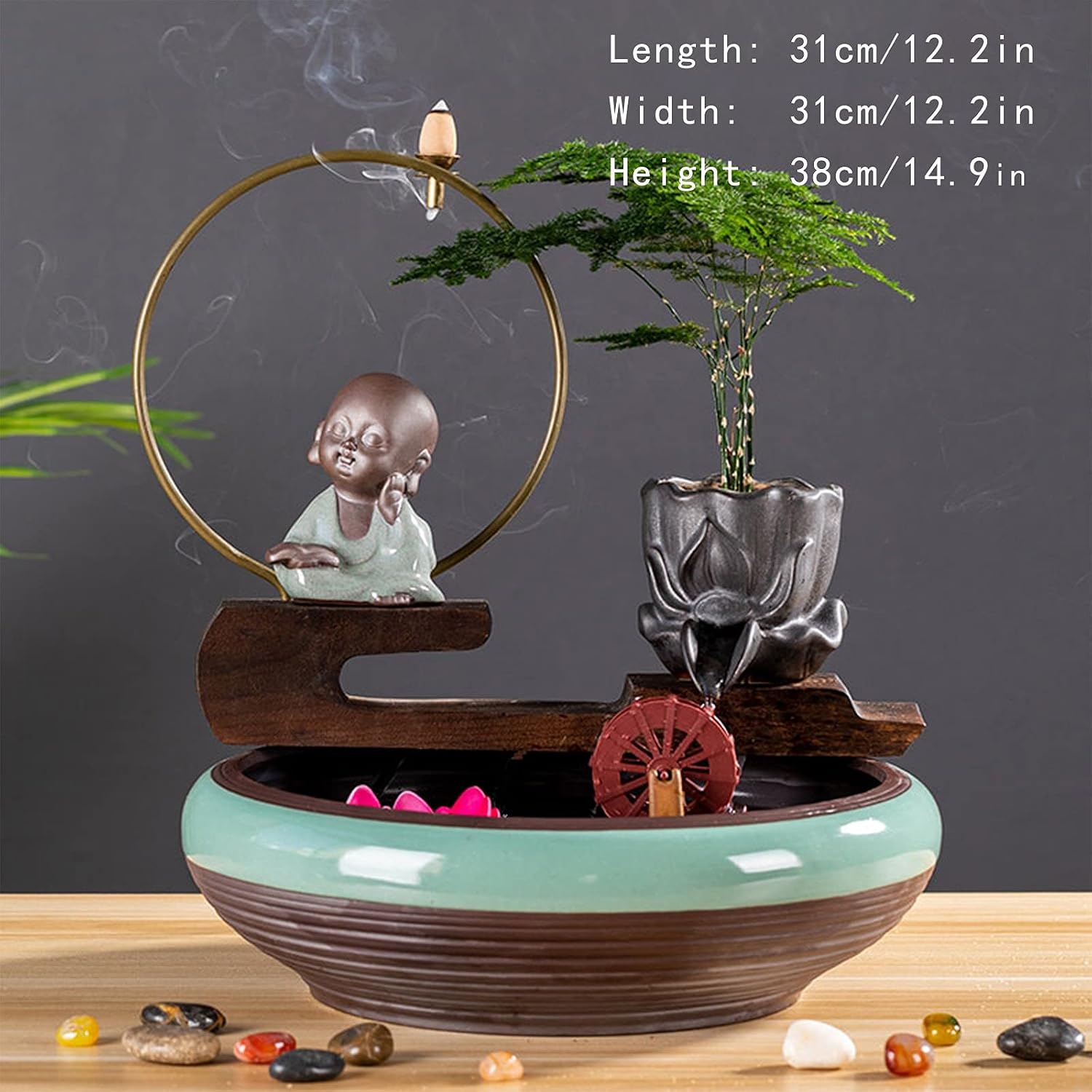Indoor Waterfall Fountain Tabletop Fountain Waterfall Creative Fountain Office Desktop Decoration Home Living Room Fish Tank Decoration Opening Gift Tabletop Fountains De,B