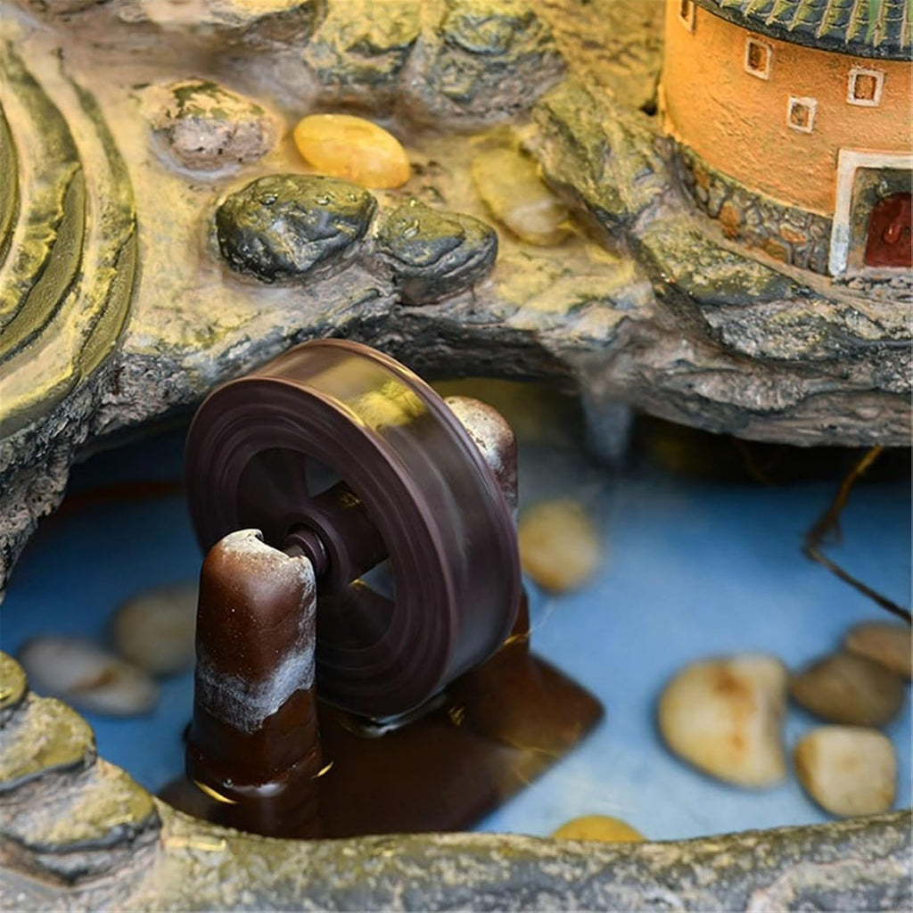 Tabletop Water Fountain Tabletop Fountain Rockery and Water Fountain Earthen Building Ornaments for Home Decor Office Relaxation Meditation Fountain