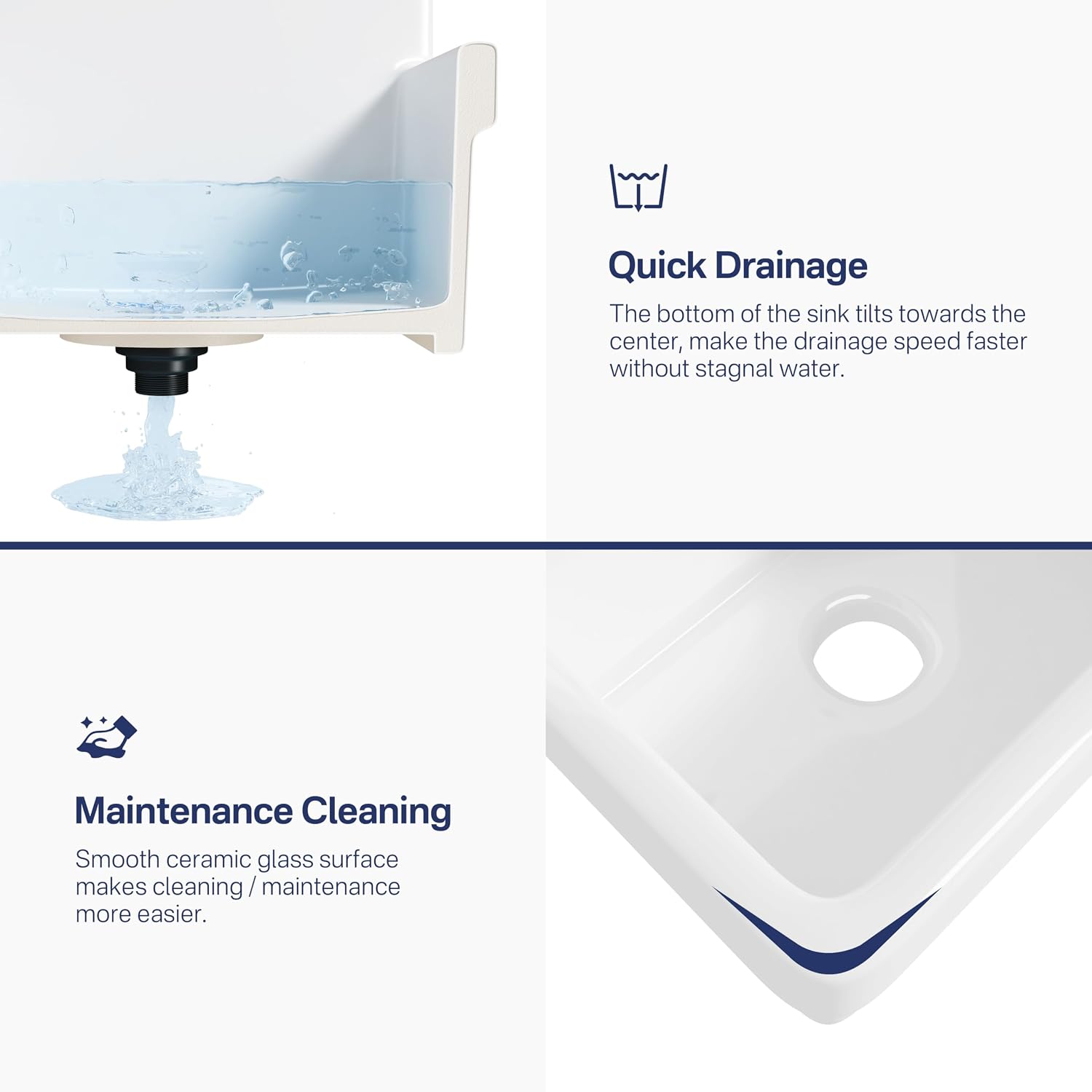 Eridanus 21 Inch Utility Sink, Wall Mounted Farmhouse Bathroom Sink, Modern Laundry Sinks Above Counter, 21' x 16' x 18.5' Floating Porcelain Ceramic Tub High Back for Garage, Washing Room, Kitchen