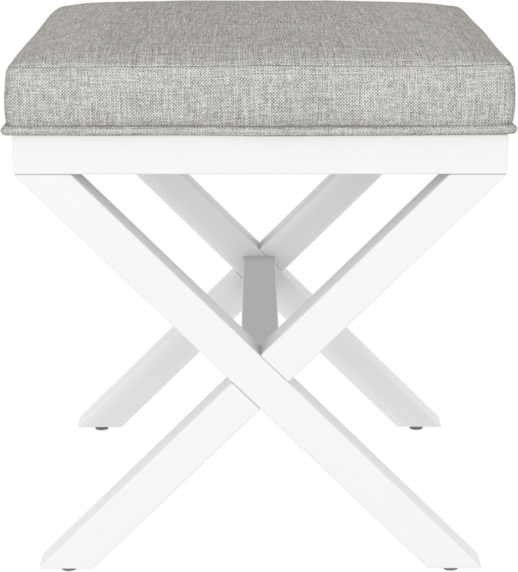 Hillsdale Somerset Backless Wood Vanity Stool for Makeup Room or Bathroom, White