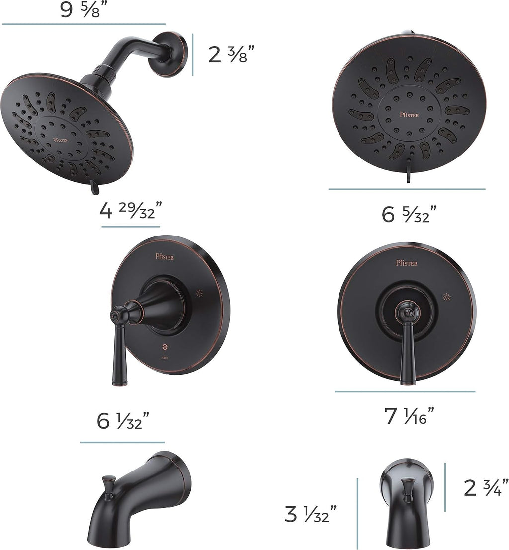 Pfister Saxton Tub & Shower Trim Kit (Valve Not Included), 1-Handle, Tuscan Bronze Finish, LG898GL1Y